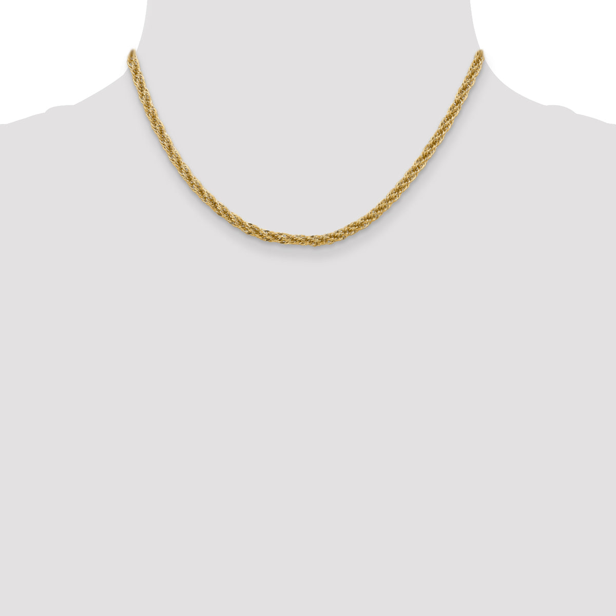 Gold (10K & 14K) Semi-Solid Diamond-Cut Rope Chain - 14k Yellow Gold / 16 in / 3.3 mm