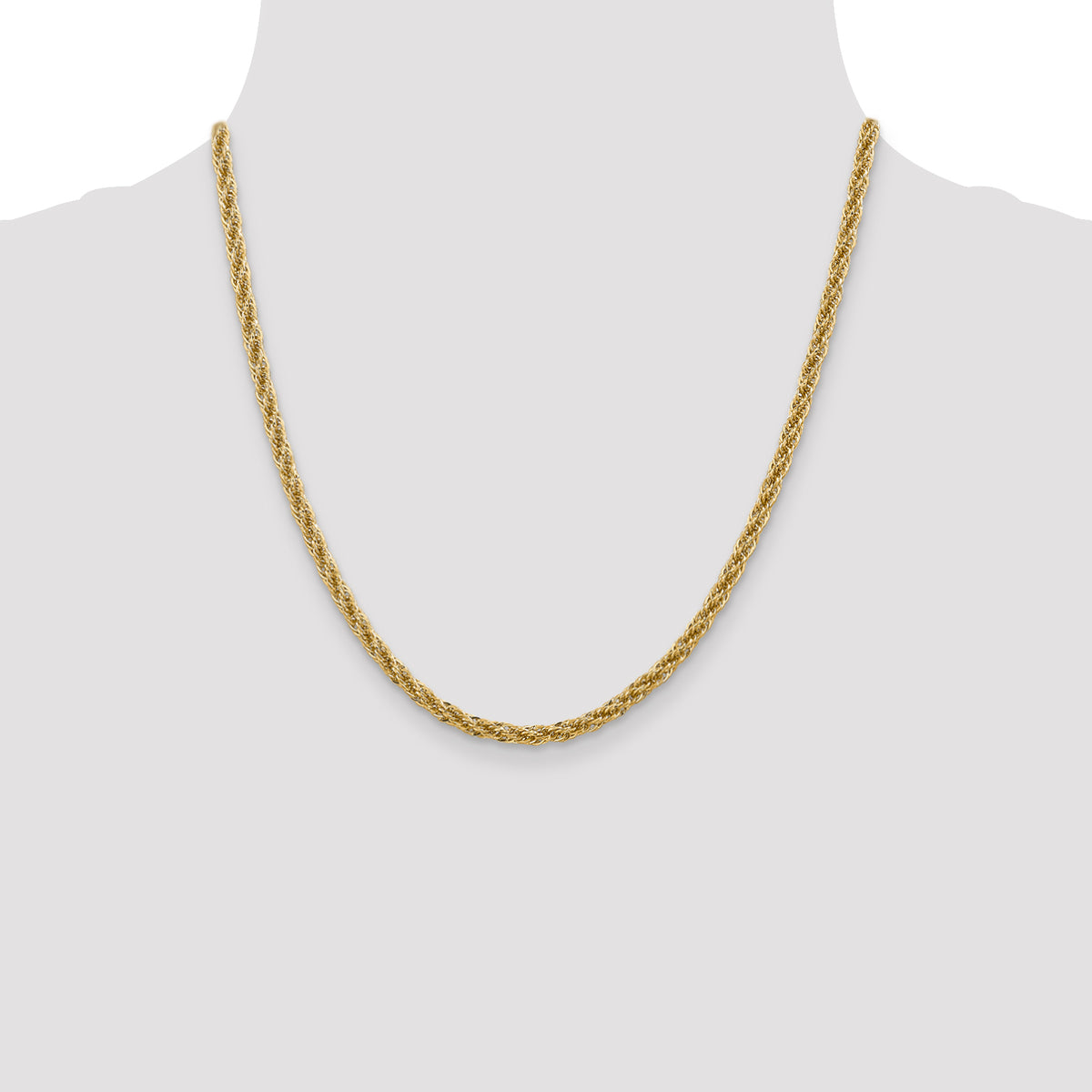 Gold (10K & 14K) Semi-Solid Diamond-Cut Rope Chain - 14k Yellow Gold / 20 in / 3.3 mm