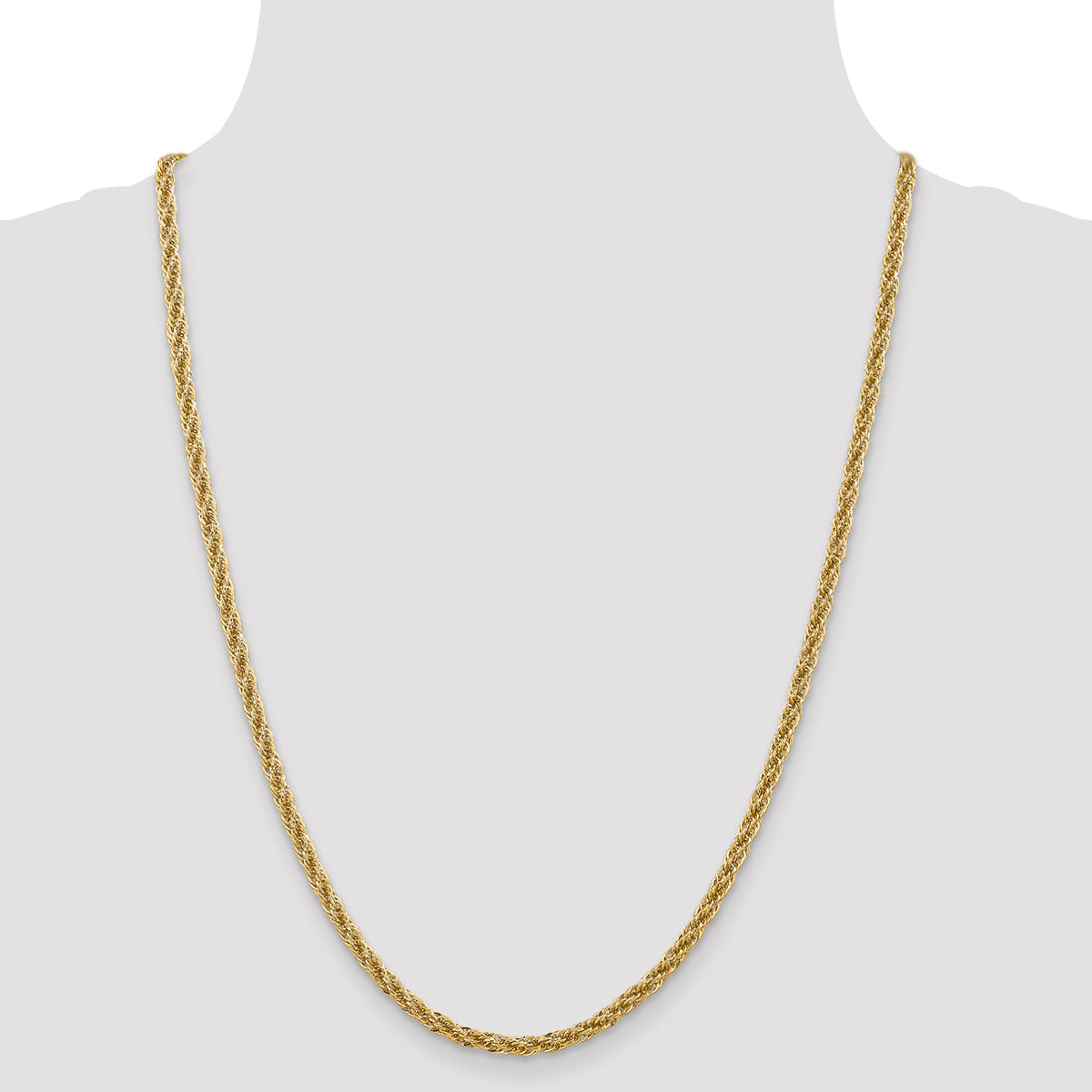 Gold (10K & 14K) Semi-Solid Diamond-Cut Rope Chain - 14k Yellow Gold / 24 in / 3.3 mm