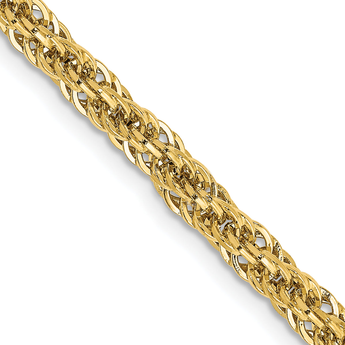 Gold (10K & 14K) Semi-Solid Diamond-Cut Rope Chain - 14k Yellow Gold / 16 in / 3.3 mm