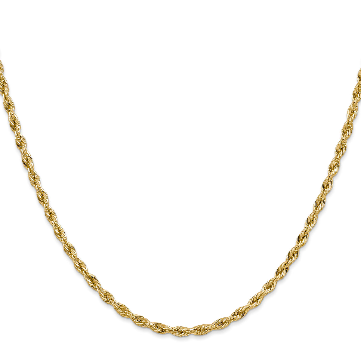 Gold (10K & 14K) Semi-Solid Rope Chain - 14k Yellow Gold / 16 in / 3 mm