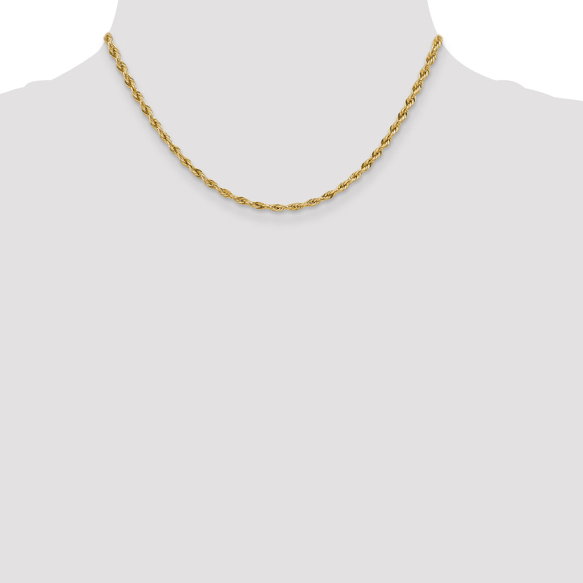 Gold (10K & 14K) Semi-Solid Rope Chain - 14k Yellow Gold / 16 in / 3 mm