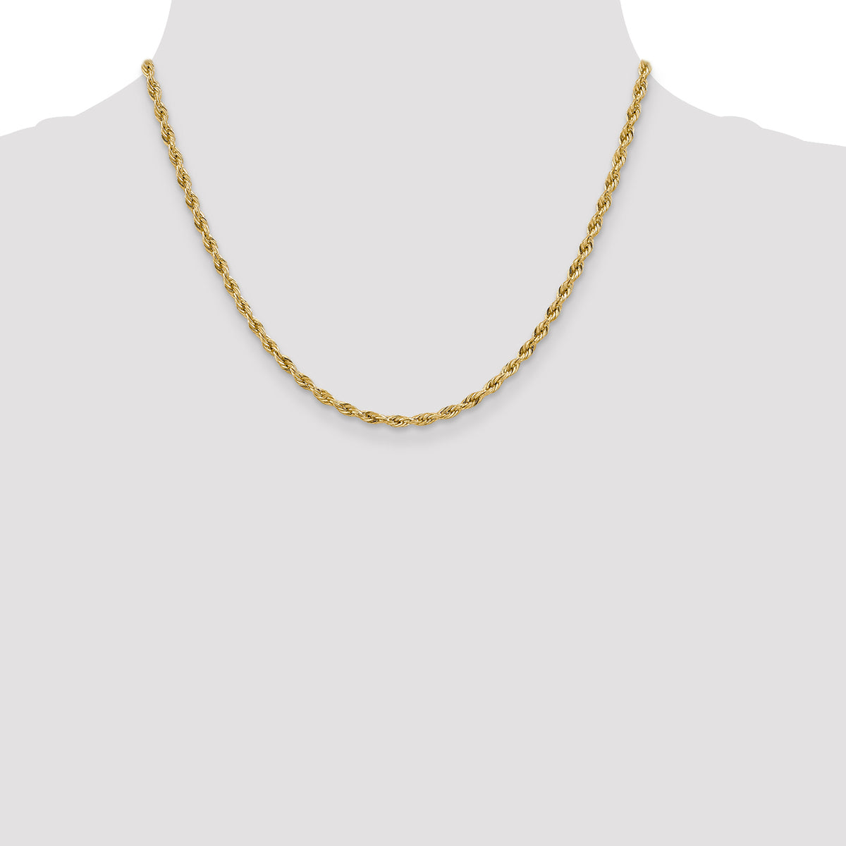 Gold (10K & 14K) Semi-Solid Rope Chain - 14k Yellow Gold / 18 in / 3 mm