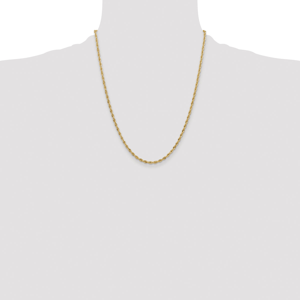Gold (10K & 14K) Semi-Solid Rope Chain - 14k Yellow Gold / 22 in / 3 mm
