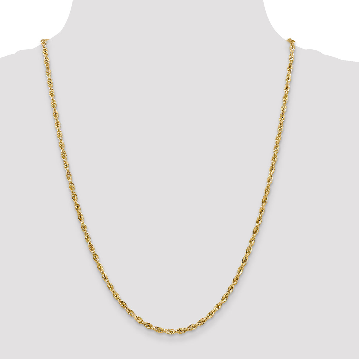 Gold (10K & 14K) Semi-Solid Rope Chain - 14k Yellow Gold / 24 in / 3 mm