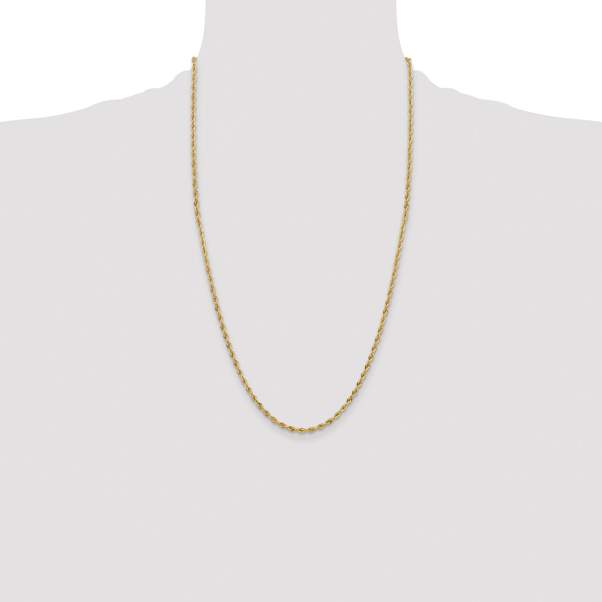 Gold (10K & 14K) Semi-Solid Rope Chain - 14k Yellow Gold / 26 in / 3 mm