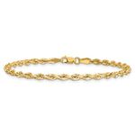 Gold (10K & 14K) Semi-Solid Rope Chain Bracelet - 14k Yellow Gold / 7 in / 3 mm