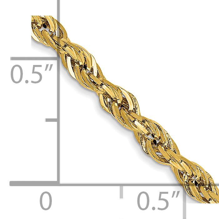 Gold (10K & 14K) Semi-Solid Rope Chain Anklet - 14k Yellow Gold / 10 in / 2.8 mm