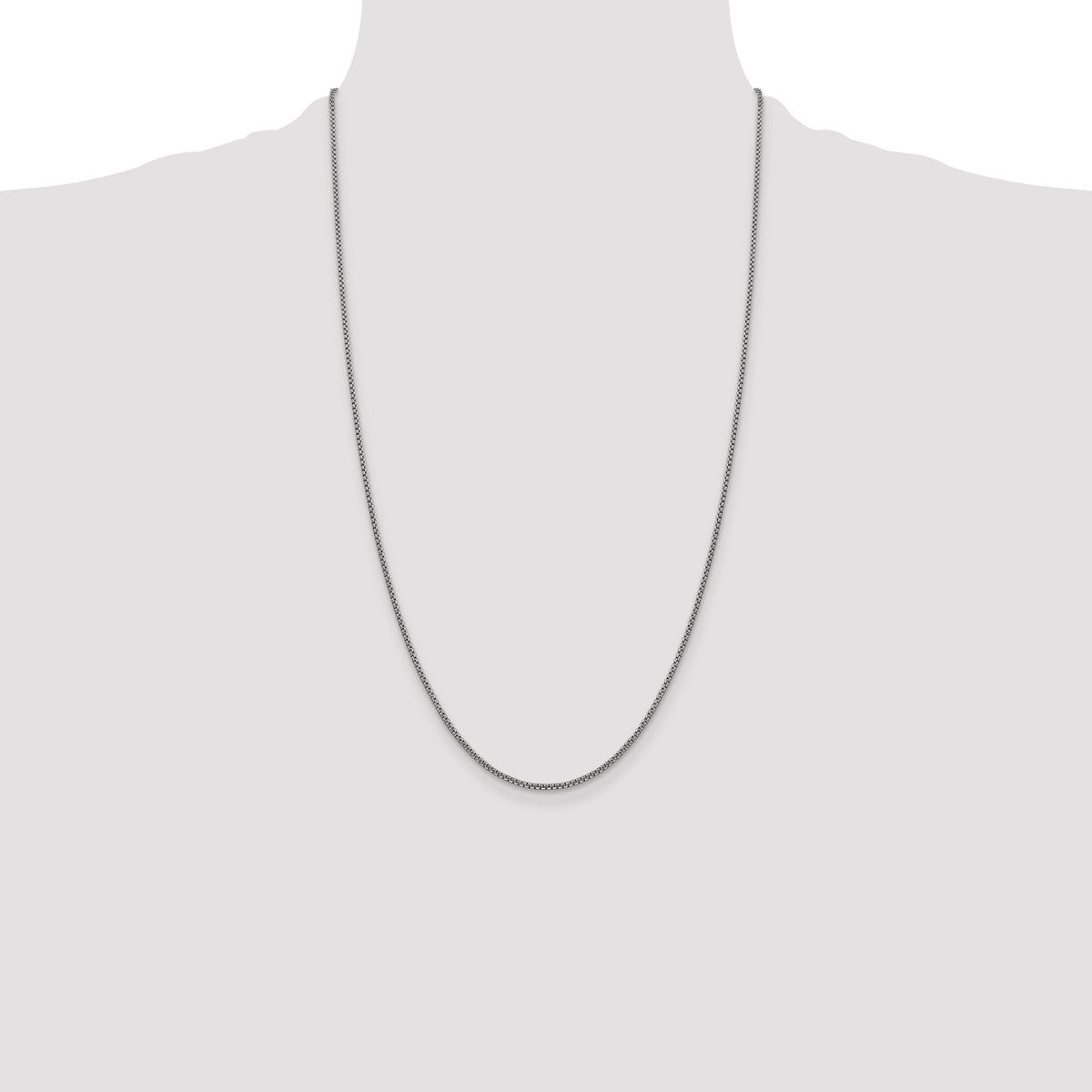 Gold (14K) Semi-Solid Round Box Chain - 14k White Gold / 26 in / 1.5 mm