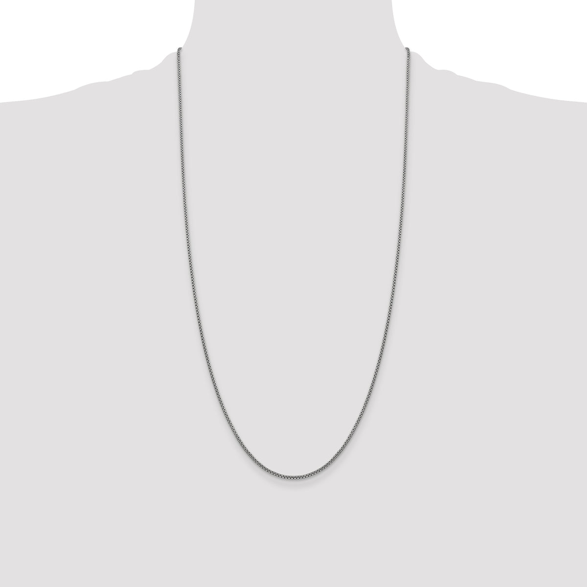 Gold (14K) Semi-Solid Round Box Chain - 14k White Gold / 28 in / 1.5 mm