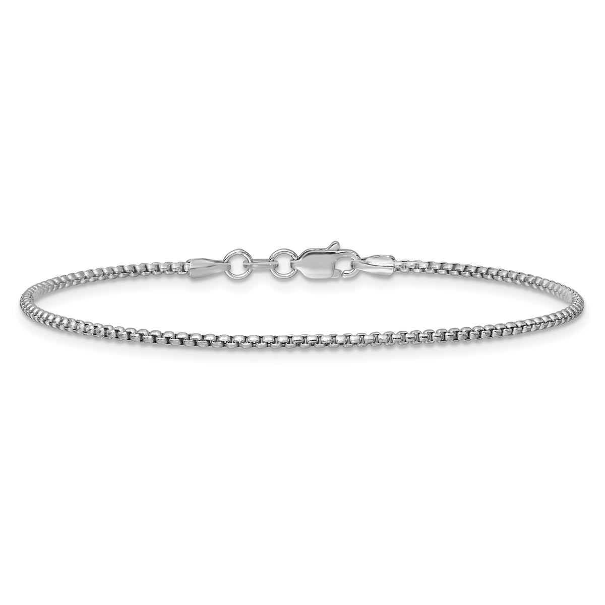 Gold (14K) Semi-Solid Round Box Chain Bracelet - 14k White Gold / 7 in / 1.5 mm