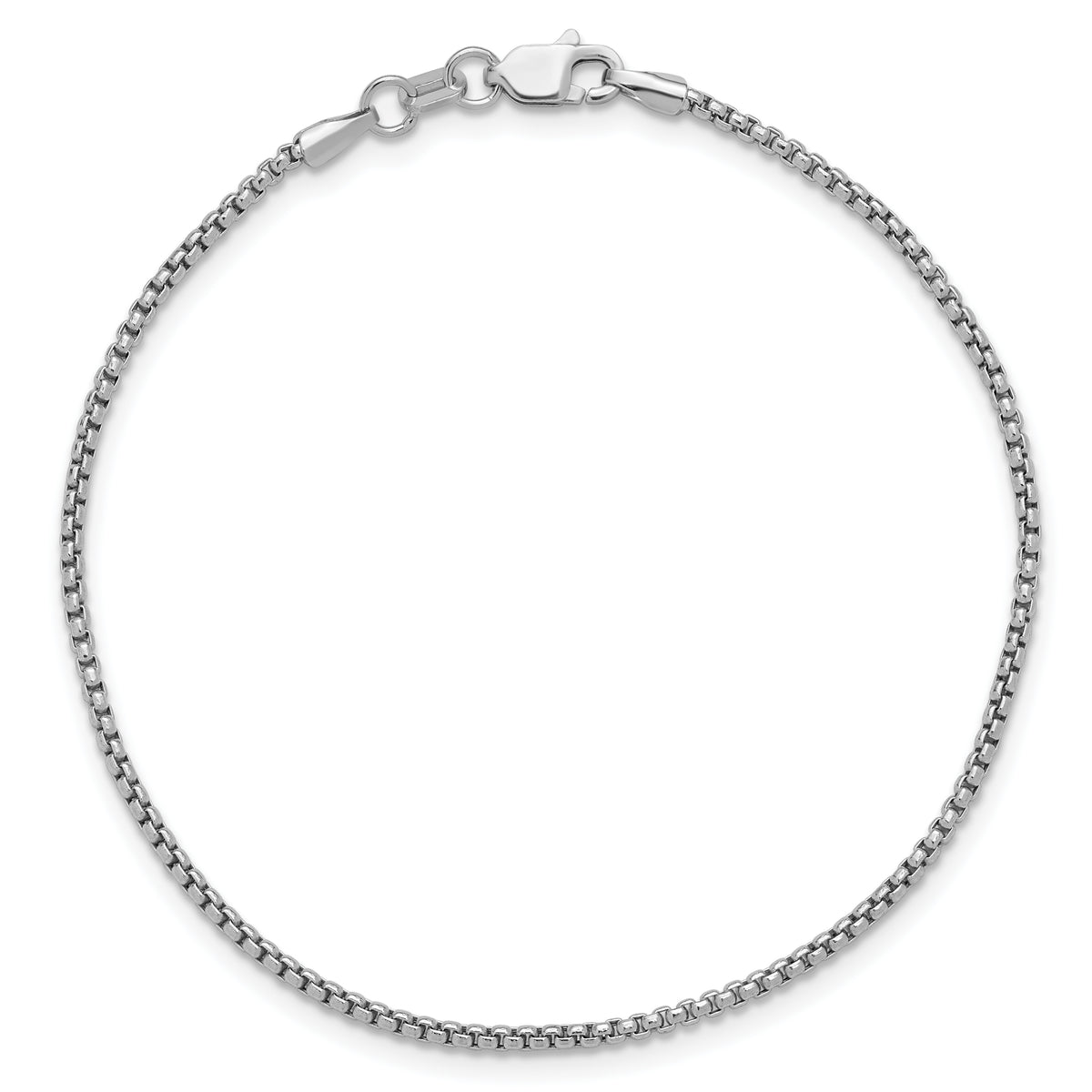 Gold (14K) Semi-Solid Round Box Chain Bracelet - 14k White Gold / 7 in / 1.5 mm