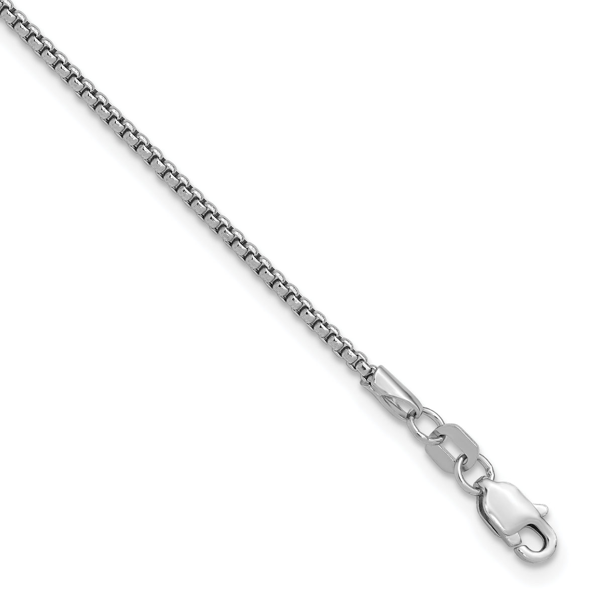 Gold (14K) Semi-Solid Round Box Chain Bracelet - 14k White Gold / 7 in / 1.5 mm