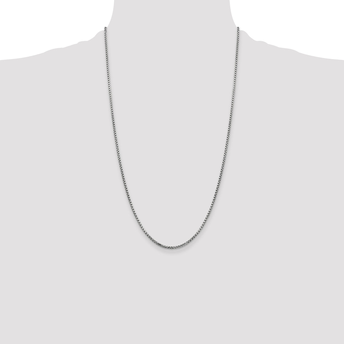 Gold (14K) Semi-Solid Round Box Chain - 14k White Gold / 26 in / 1.75 mm