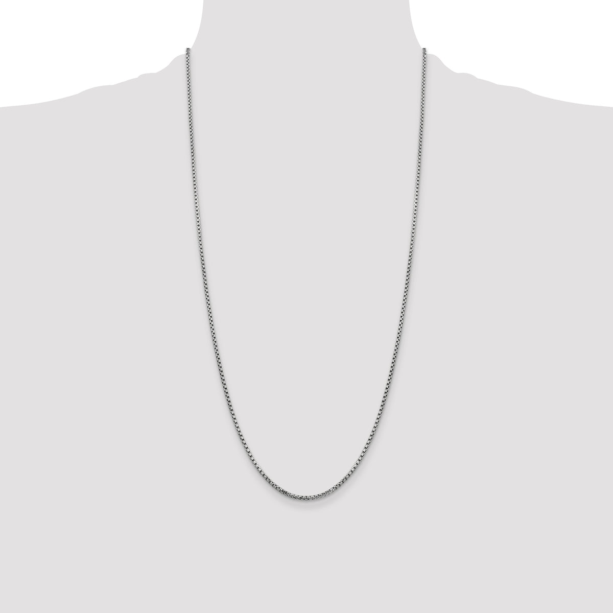 Gold (14K) Semi-Solid Round Box Chain - 14k White Gold / 28 in / 1.75 mm