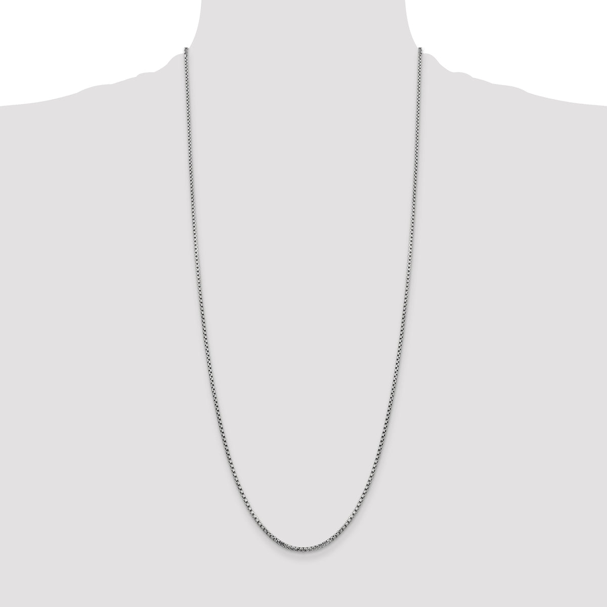 Gold (14K) Semi-Solid Round Box Chain - 14k White Gold / 30 in / 1.75 mm