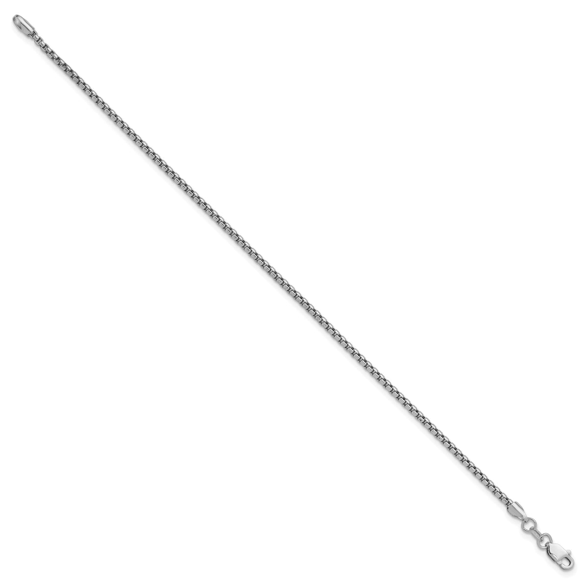 Gold (14K) Semi-Solid Round Box Chain Bracelet - 14k White Gold / 7 in / 1.75 mm