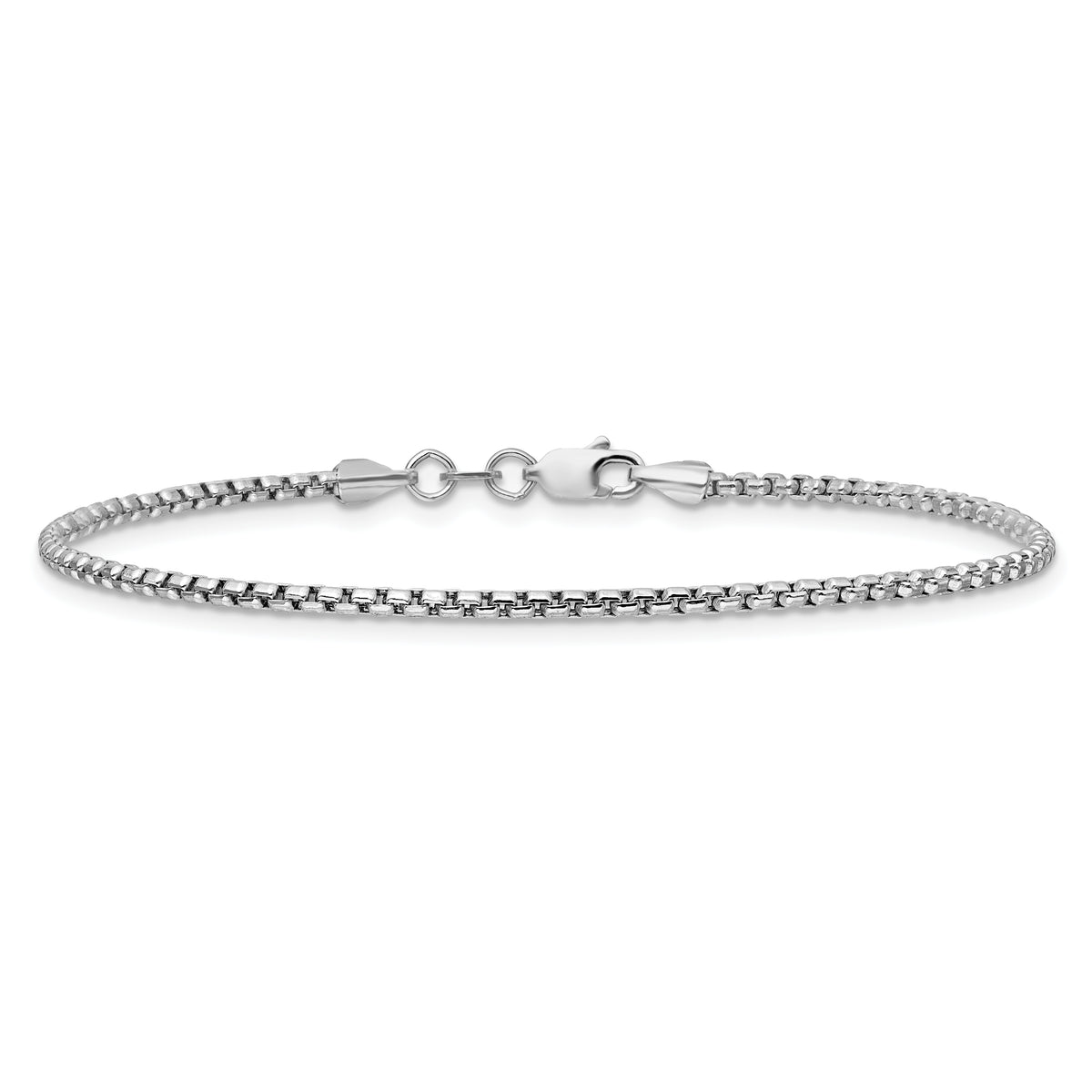 Gold (14K) Semi-Solid Round Box Chain Bracelet - 14k White Gold / 7 in / 1.75 mm