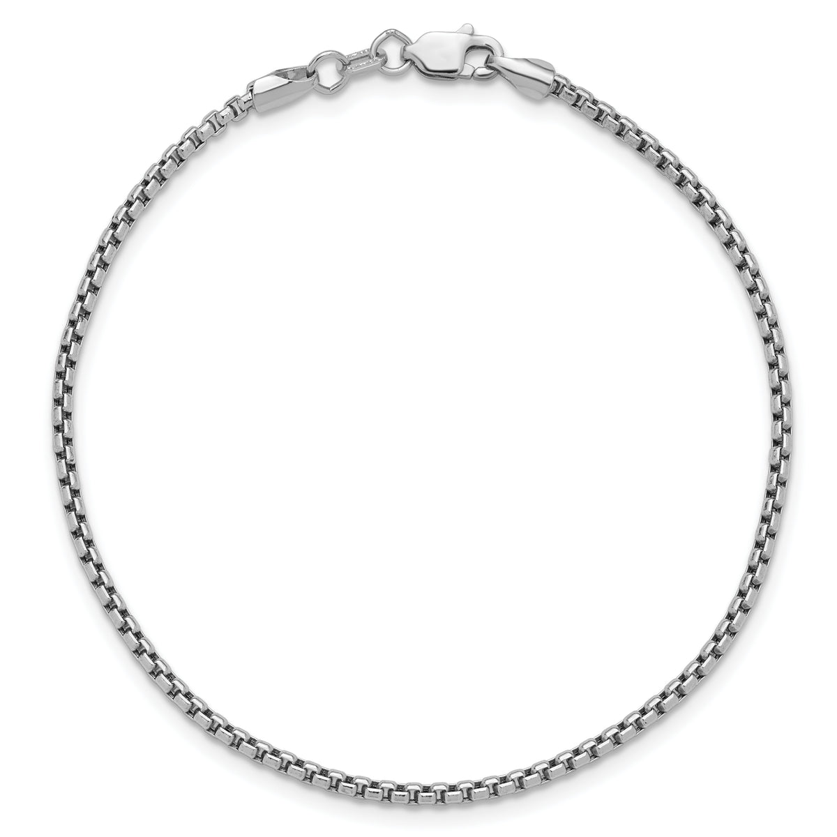 Gold (14K) Semi-Solid Round Box Chain Bracelet - 14k White Gold / 7 in / 1.75 mm
