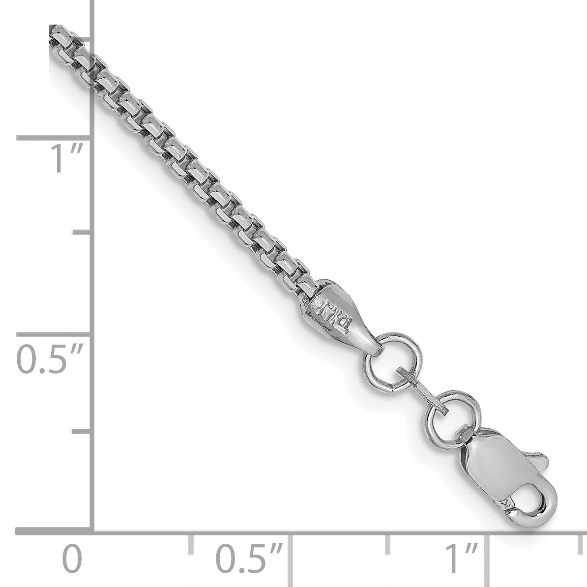 Gold (14K) Semi-Solid Round Box Chain Bracelet - 14k White Gold / 7 in / 1.75 mm