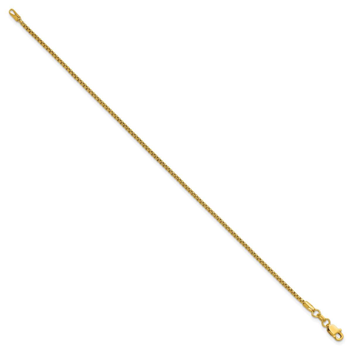 Gold (14K) Semi-Solid Round Box Chain Bracelet - 14k Yellow Gold / 7 in / 1.5 mm