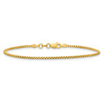 Gold (14K) Semi-Solid Round Box Chain Bracelet - 14k Yellow Gold / 7 in / 1.5 mm