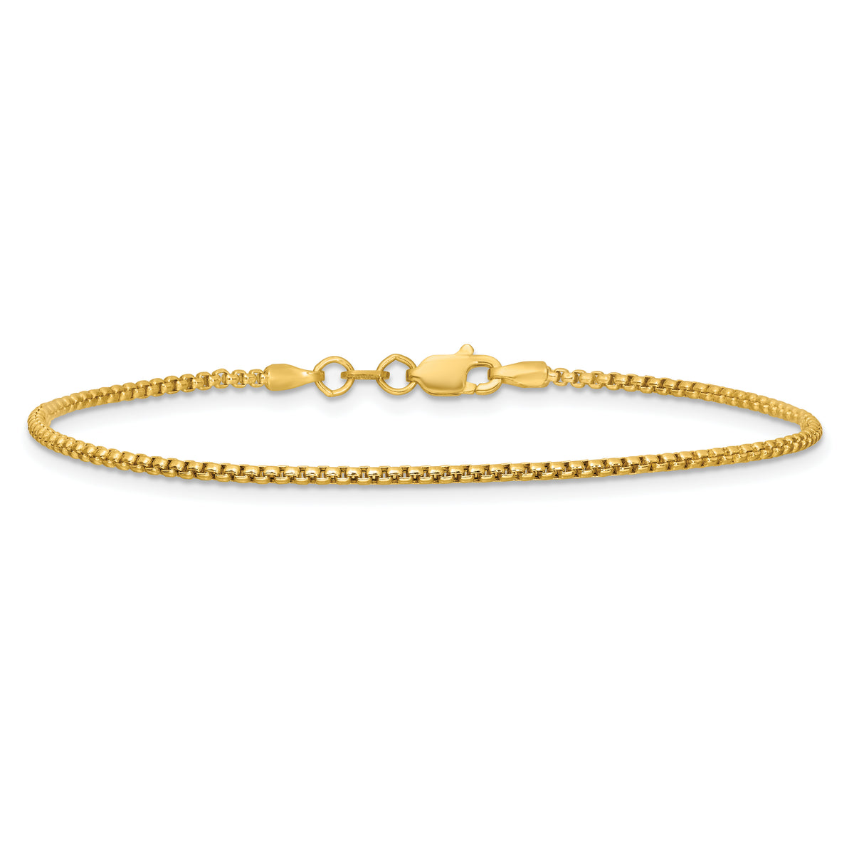 Gold (14K) Semi-Solid Round Box Chain Bracelet - 14k Yellow Gold / 7 in / 1.5 mm
