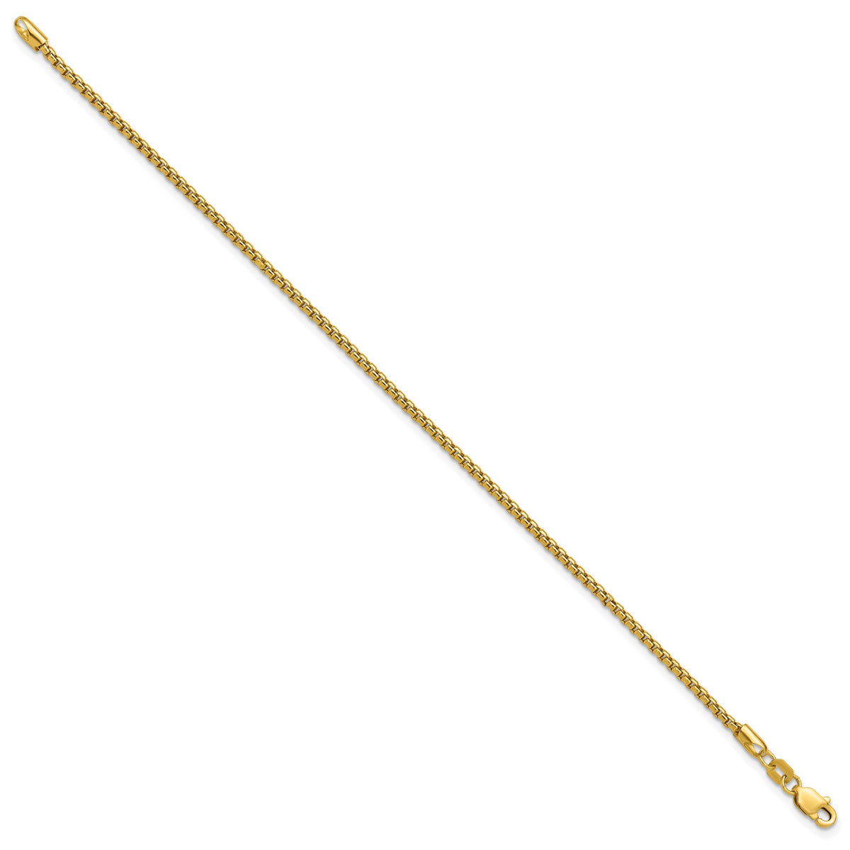 Gold (14K) Semi-Solid Round Box Chain Bracelet - 14k Yellow Gold / 7 in / 1.75 mm