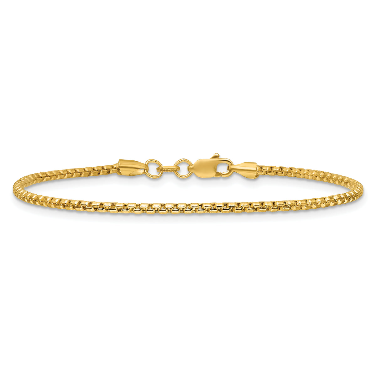 Gold (14K) Semi-Solid Round Box Chain Bracelet - 14k Yellow Gold / 7 in / 1.75 mm