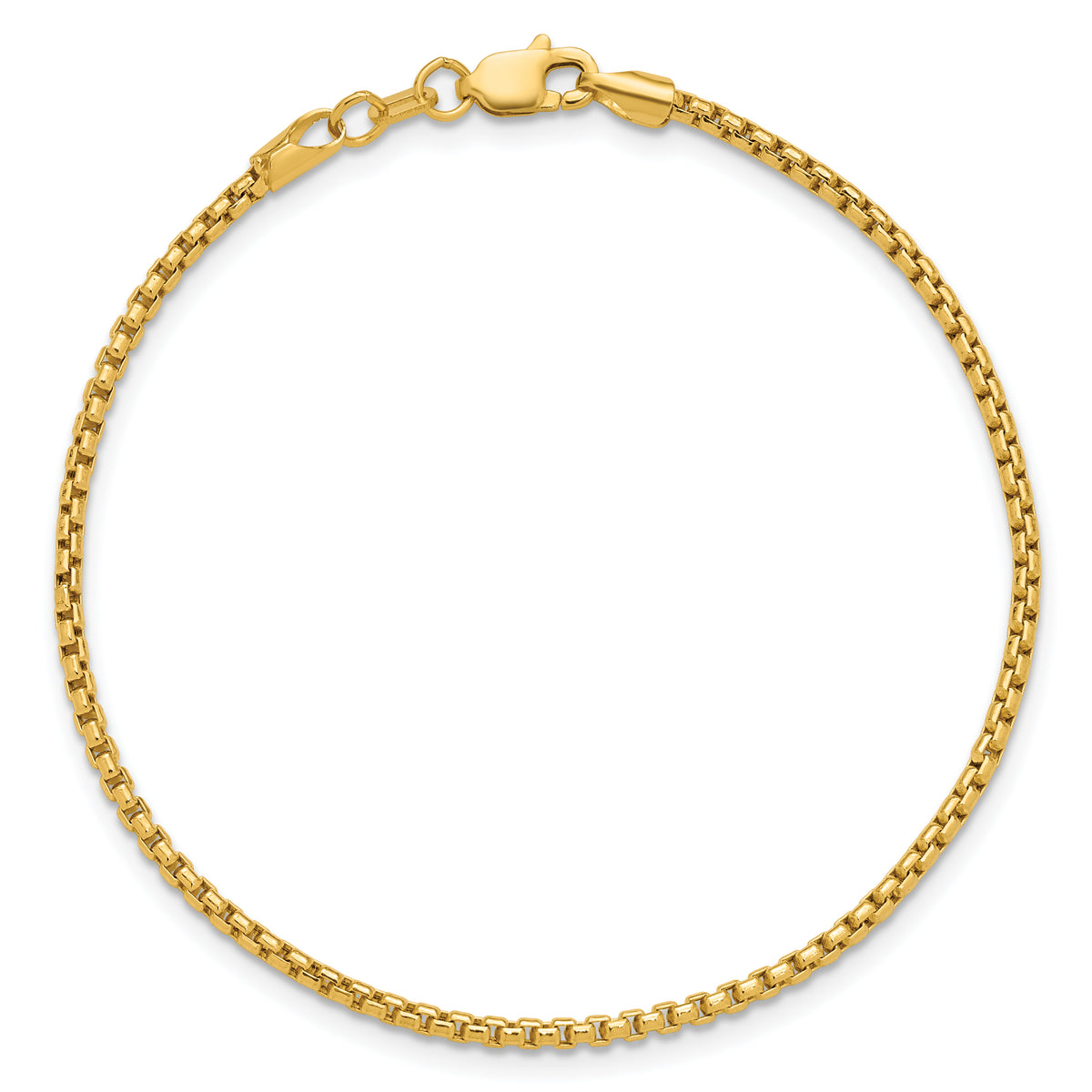 Gold (14K) Semi-Solid Round Box Chain Bracelet - 14k Yellow Gold / 7 in / 1.75 mm