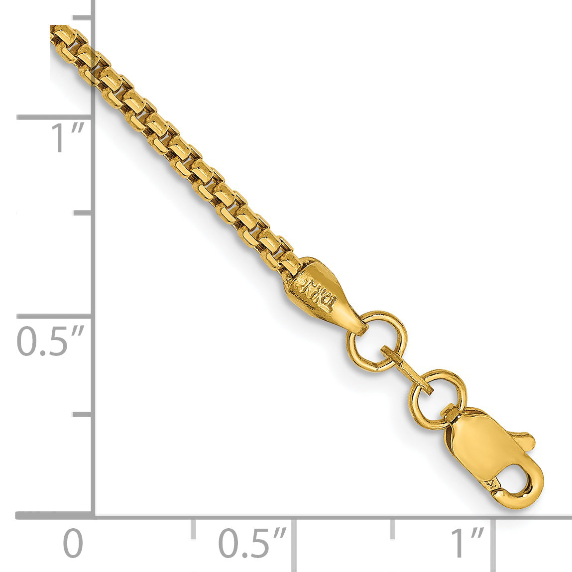 Gold (14K) Semi-Solid Round Box Chain Bracelet - 14k Yellow Gold / 7 in / 1.75 mm