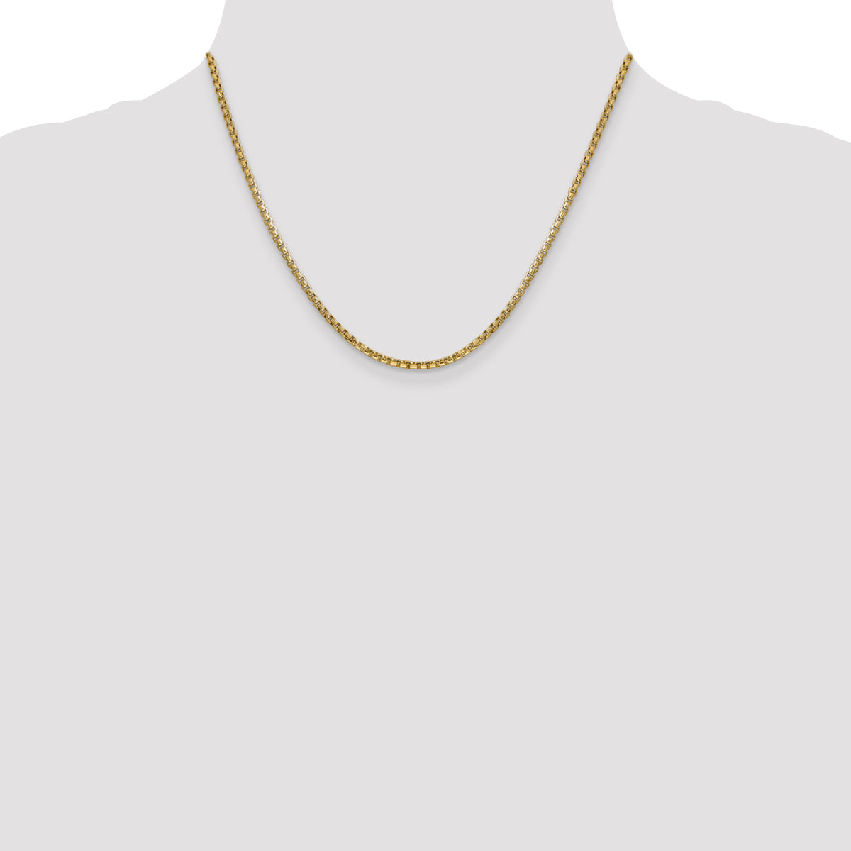 Gold (14K) Semi-Solid Round Box Chain - 14k Yellow Gold / 18 in / 2.45 mm