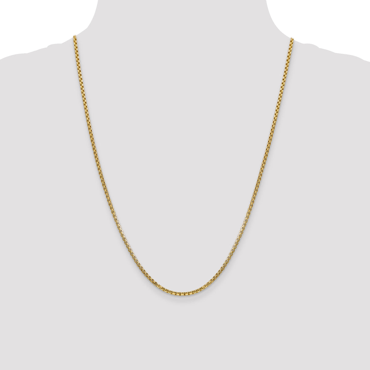 Gold (14K) Semi-Solid Round Box Chain - 14k Yellow Gold / 24 in / 2.45 mm