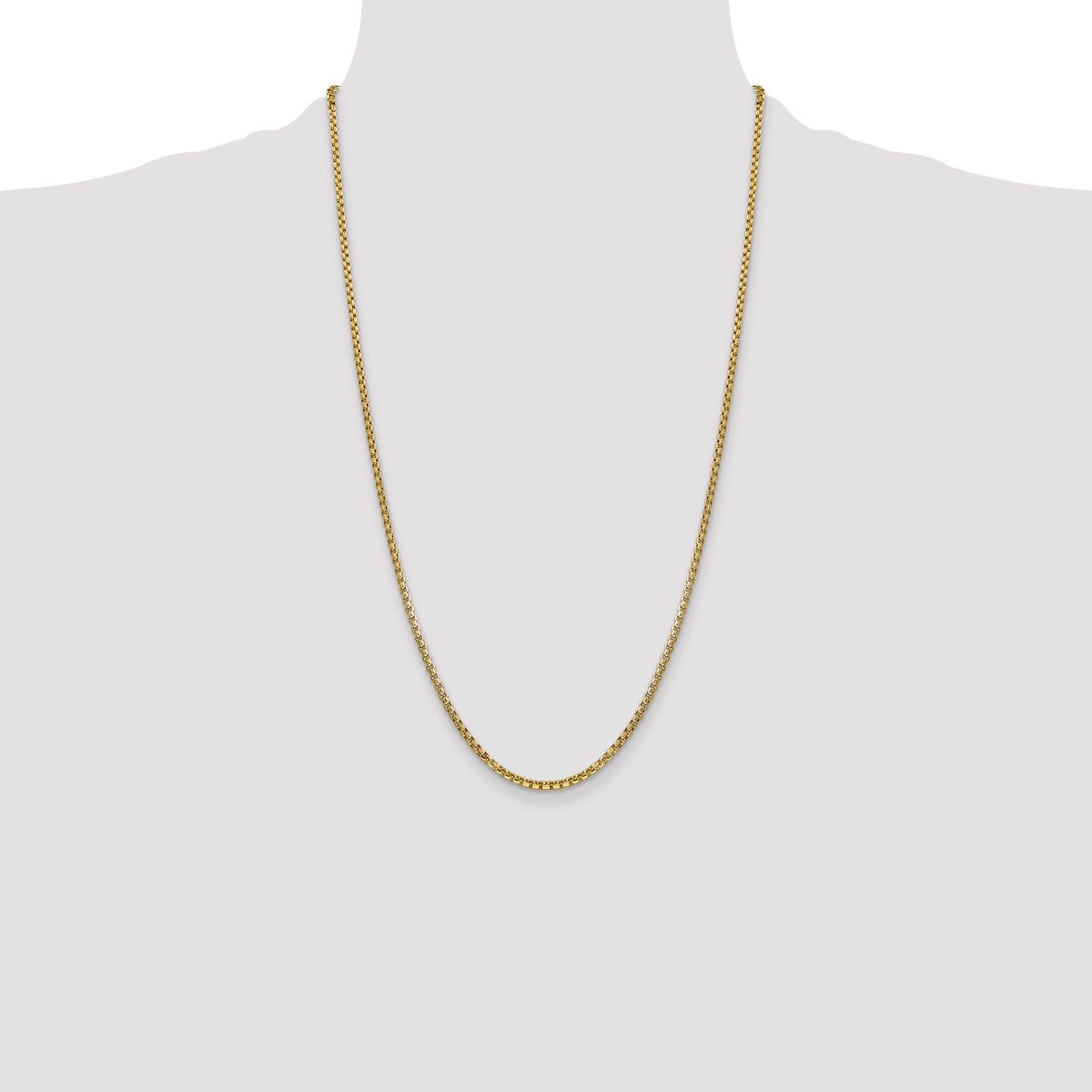 Gold (14K) Semi-Solid Round Box Chain - 14k Yellow Gold / 26 in / 2.45 mm