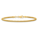 Gold (14K) Semi-Solid Round Box Chain Bracelet - 14k Yellow Gold / 7 in / 2.45 mm