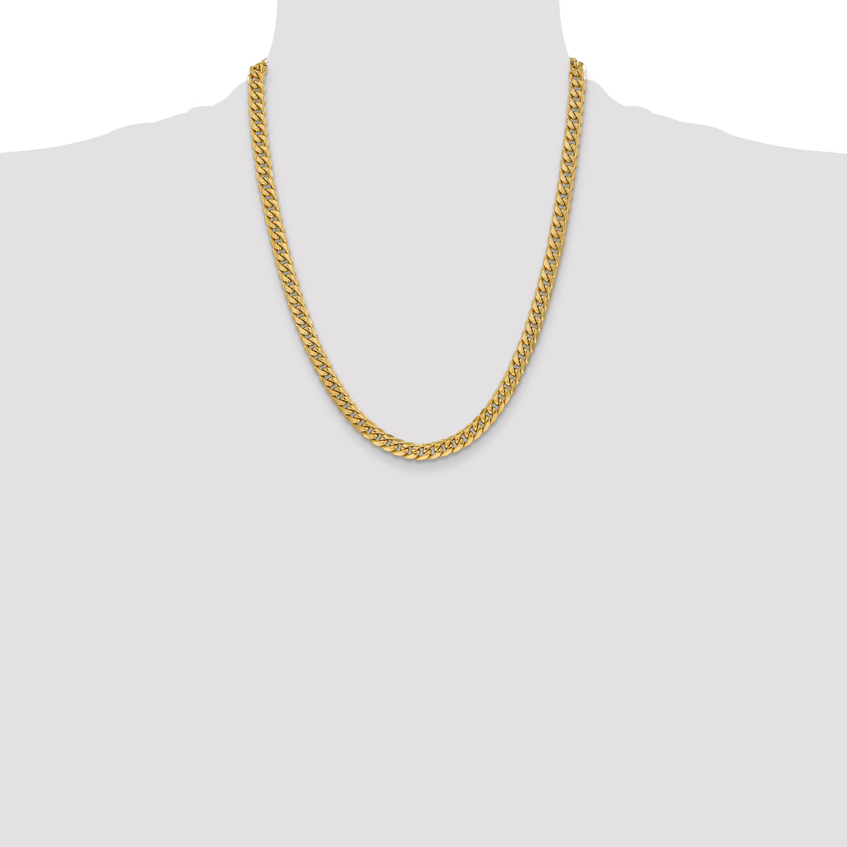 Gold (10K & 14K) Semi-Solid Miami Cuban Chain - 14k Yellow Gold / 22 in / 6 mm