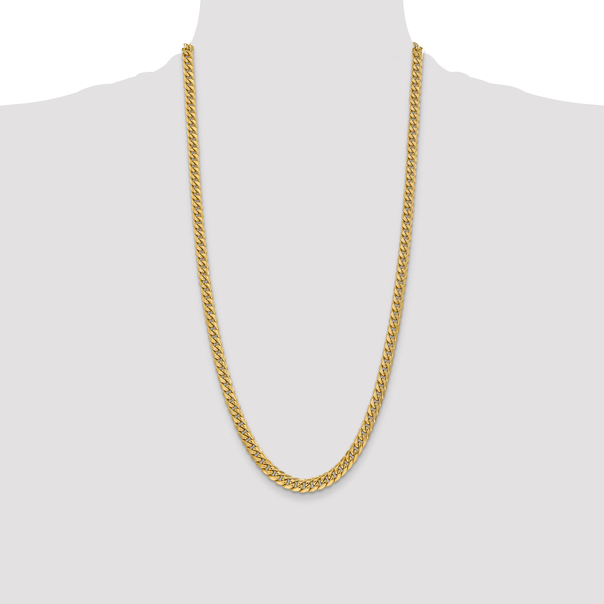 Gold (10K & 14K) Semi-Solid Miami Cuban Chain - 14k Yellow Gold / 28 in / 6 mm