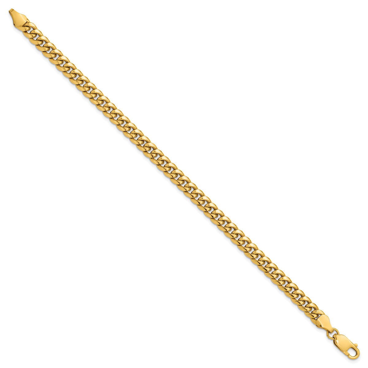 Gold (10K & 14K) Semi-Solid Miami Cuban Chain Bracelet - 14k Yellow Gold / 8 in / 6 mm