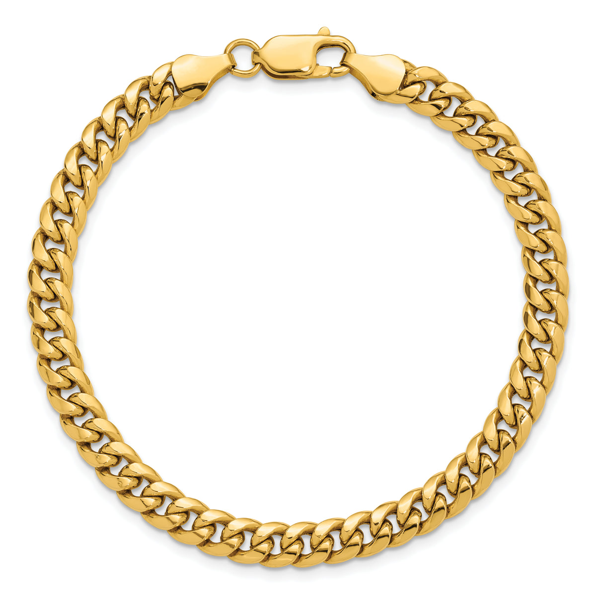 Gold (10K & 14K) Semi-Solid Miami Cuban Chain Bracelet - 14k Yellow Gold / 8 in / 6 mm