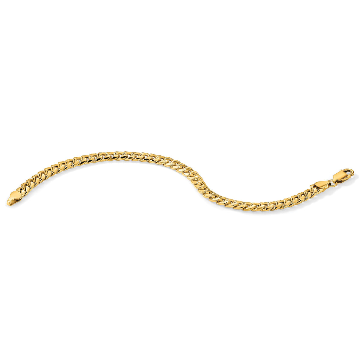 Gold (10K & 14K) Semi-Solid Miami Cuban Chain Bracelet - 14k Yellow Gold / 7 in / 6 mm