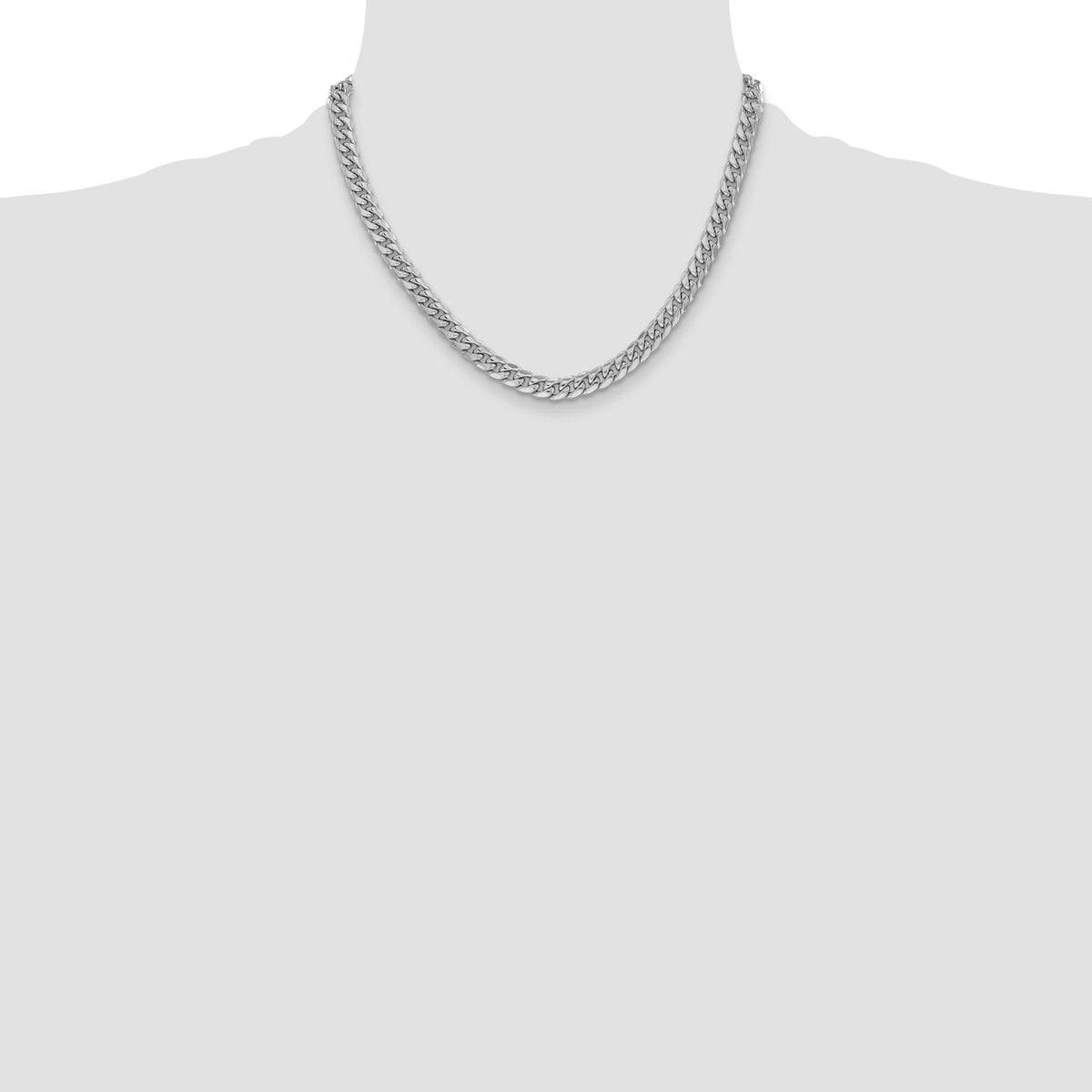 Gold (10K & 14K) Semi-Solid Miami Cuban Chain - 14k White Gold / 18 in / 6 mm