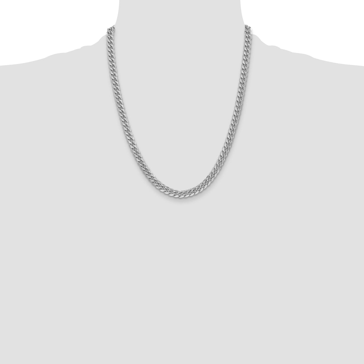 Gold (10K & 14K) Semi-Solid Miami Cuban Chain - 14k White Gold / 22 in / 6 mm
