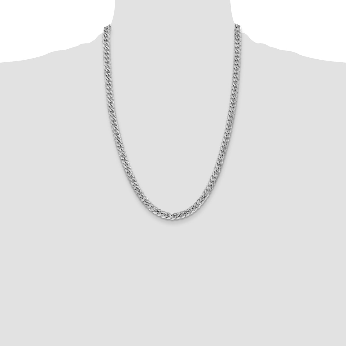 Gold (10K & 14K) Semi-Solid Miami Cuban Chain - 14k White Gold / 24 in / 6 mm