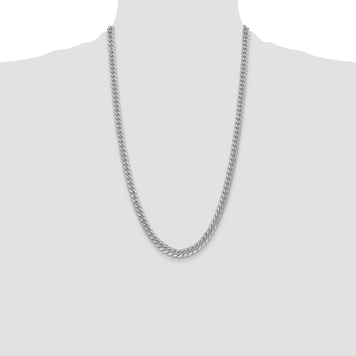 Gold (10K & 14K) Semi-Solid Miami Cuban Chain - 14k White Gold / 26 in / 6 mm
