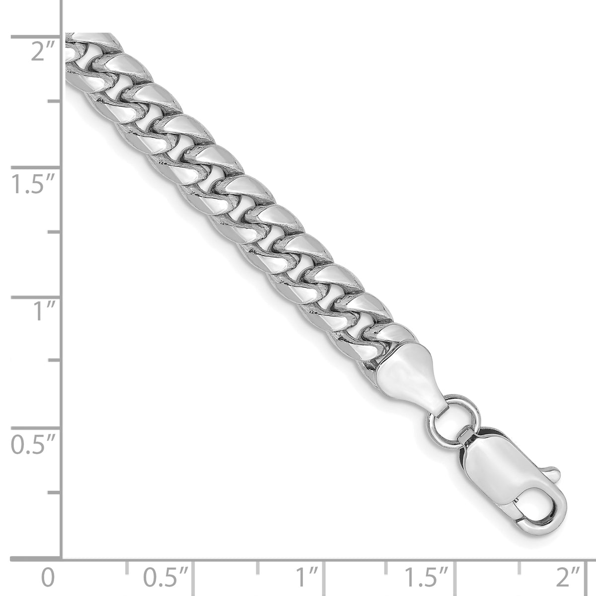 Gold (10K & 14K) Semi-Solid Miami Cuban Chain Bracelet - 14k White Gold / 7 in / 6 mm