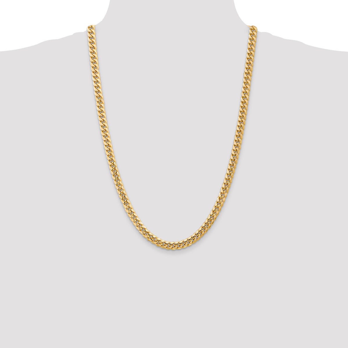 Gold (10K & 14K) Semi-Solid Miami Cuban Chain Bracelet - 14k Yellow Gold / 8 in / 6.75 mm