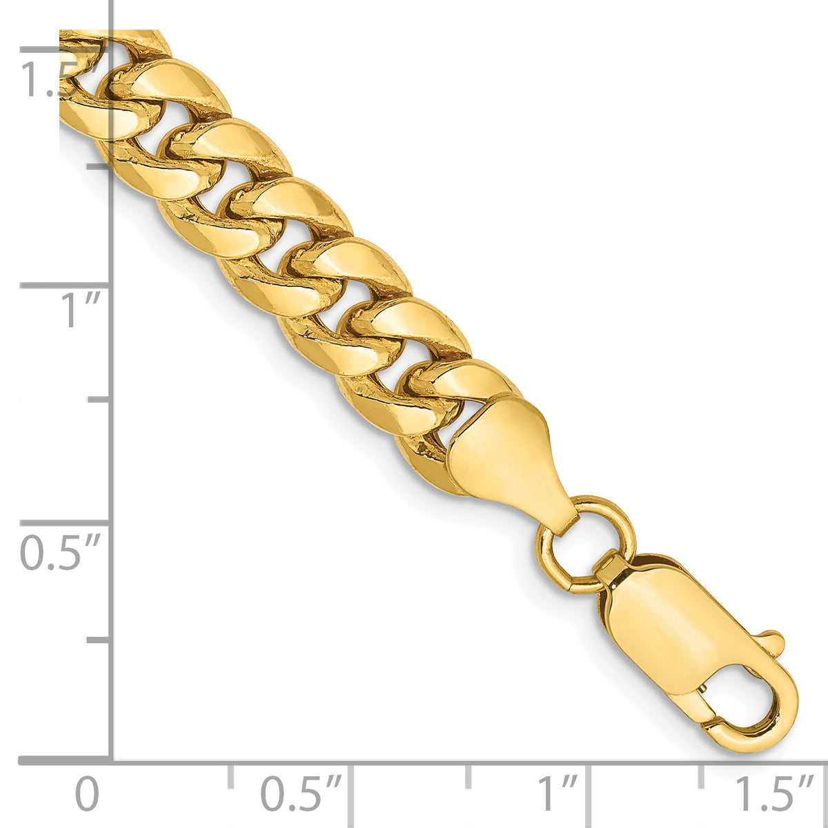 Gold (10K & 14K) Semi-Solid Miami Cuban Chain Bracelet - 14k Yellow Gold / 9 in / 6.75 mm