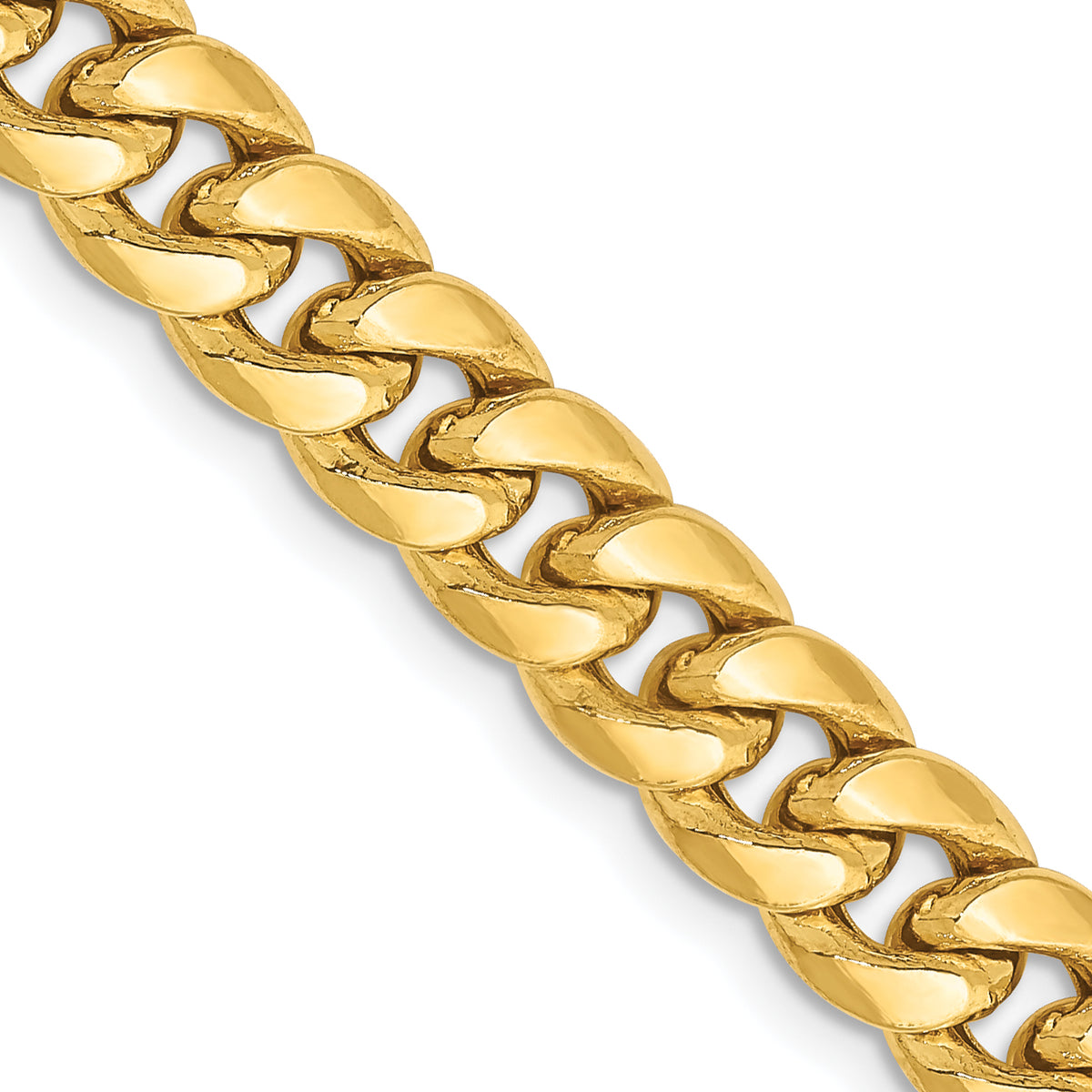 Gold (10K & 14K) Semi-Solid Miami Cuban Chain Bracelet - 14k Yellow Gold / 7 in / 6.75 mm