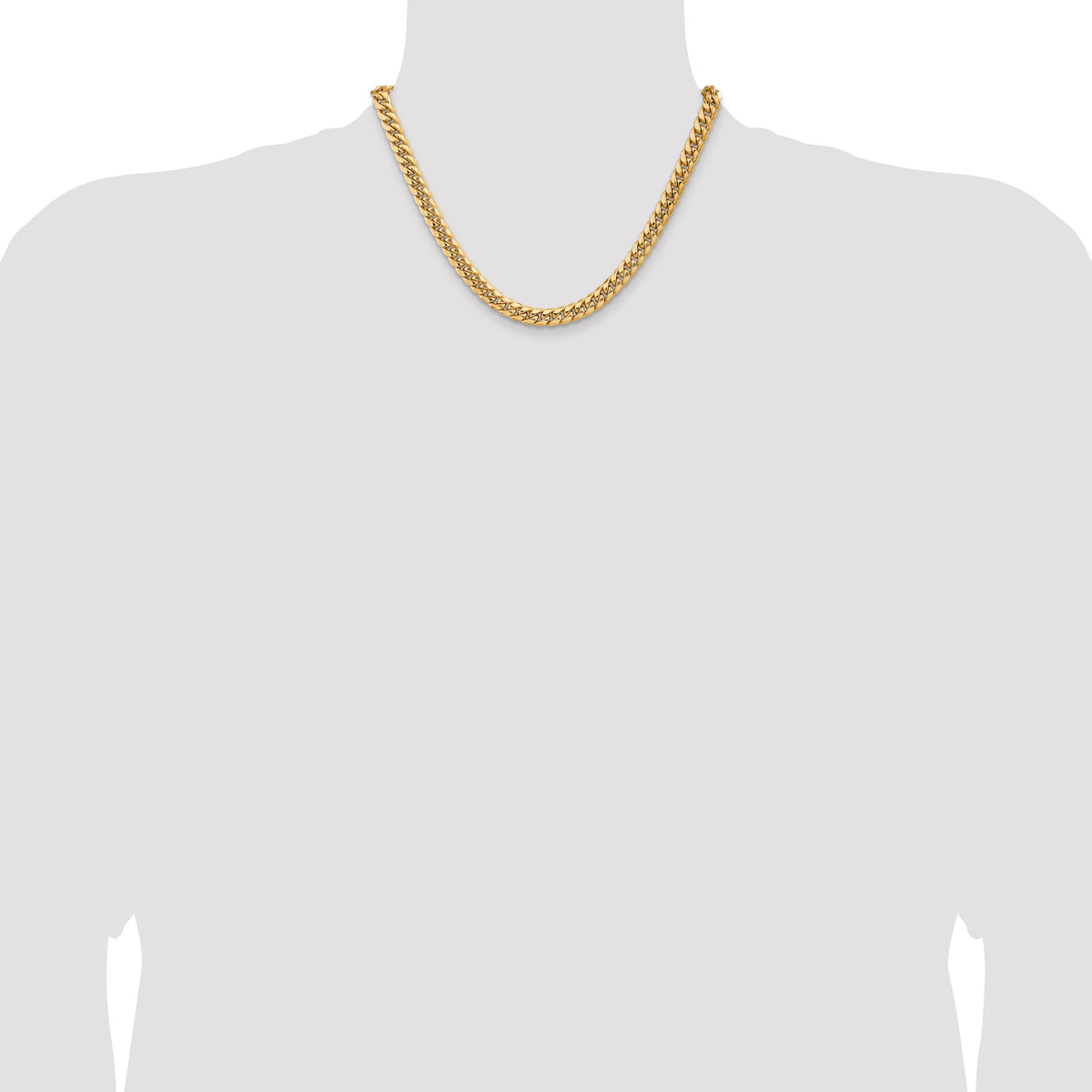 Gold (10K & 14K) Semi-Solid Miami Cuban Chain - 14k Yellow Gold / 18 in / 7.3 mm