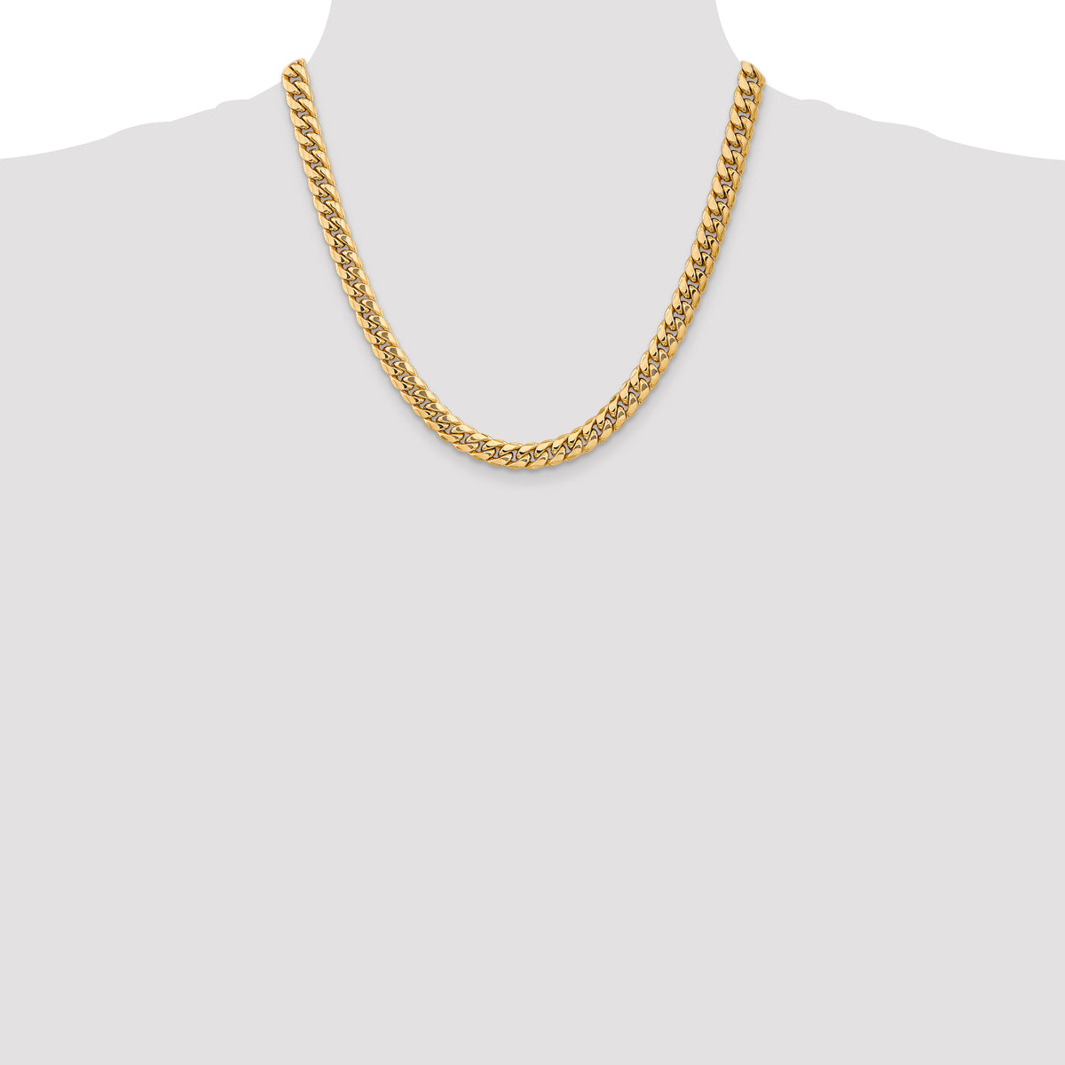 Gold (10K & 14K) Semi-Solid Miami Cuban Chain - 14k Yellow Gold / 20 in / 7.3 mm